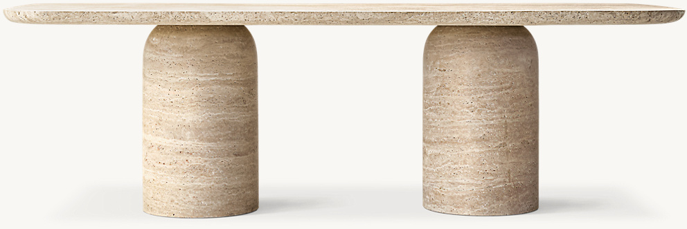 Detail view of Cupola Carved Rectangular Dining Table showing marble rectangular dining table design