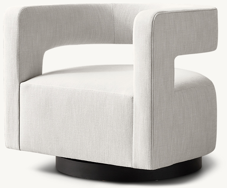 Detail view of Drew Curved Swivel Chair showing oak furniture design