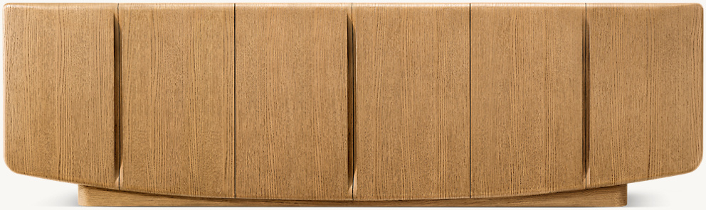 Detail view of Dalia 6-Door Media Console showing oak media console design