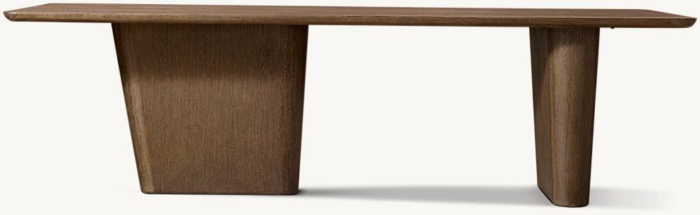 Detail view of Dalia Rectangular Dining Table showing oak rectangular dining table design