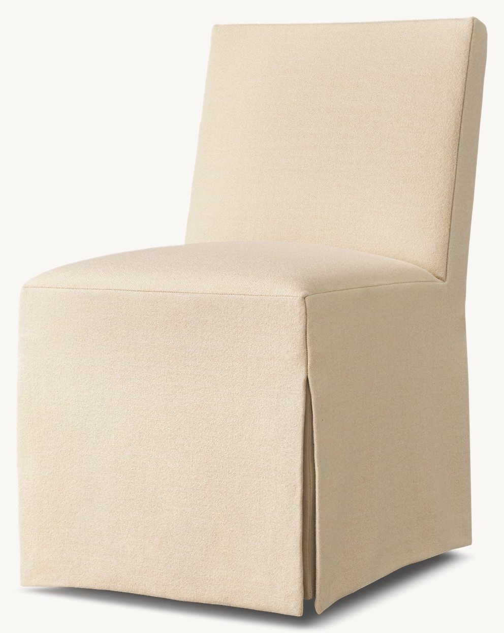 Detail view of Ellison Skirted Side Chair showing wood side chair design