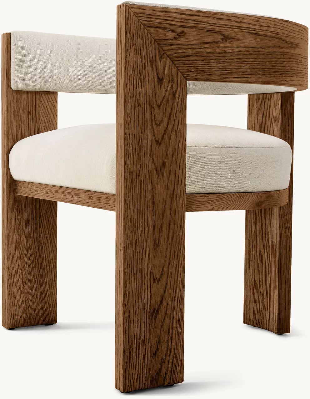 Detail view of Elgin Fabric Dining Armchair showing oak dining armchair design