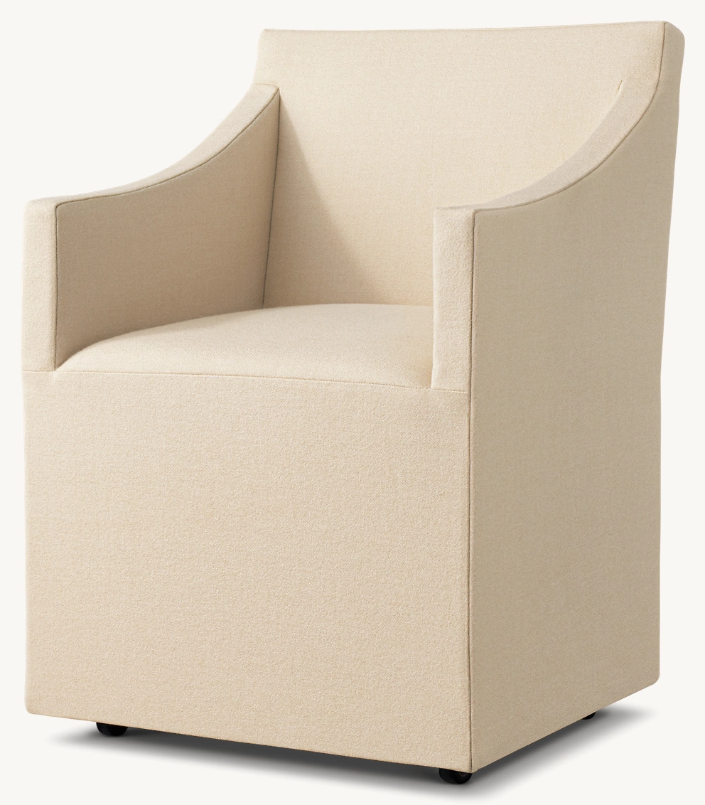 Detail view of Ellison Slope Arm Leather Dining Armchair showing leather dining armchair design