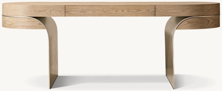Detail view of Elodi Desk showing oak desk design