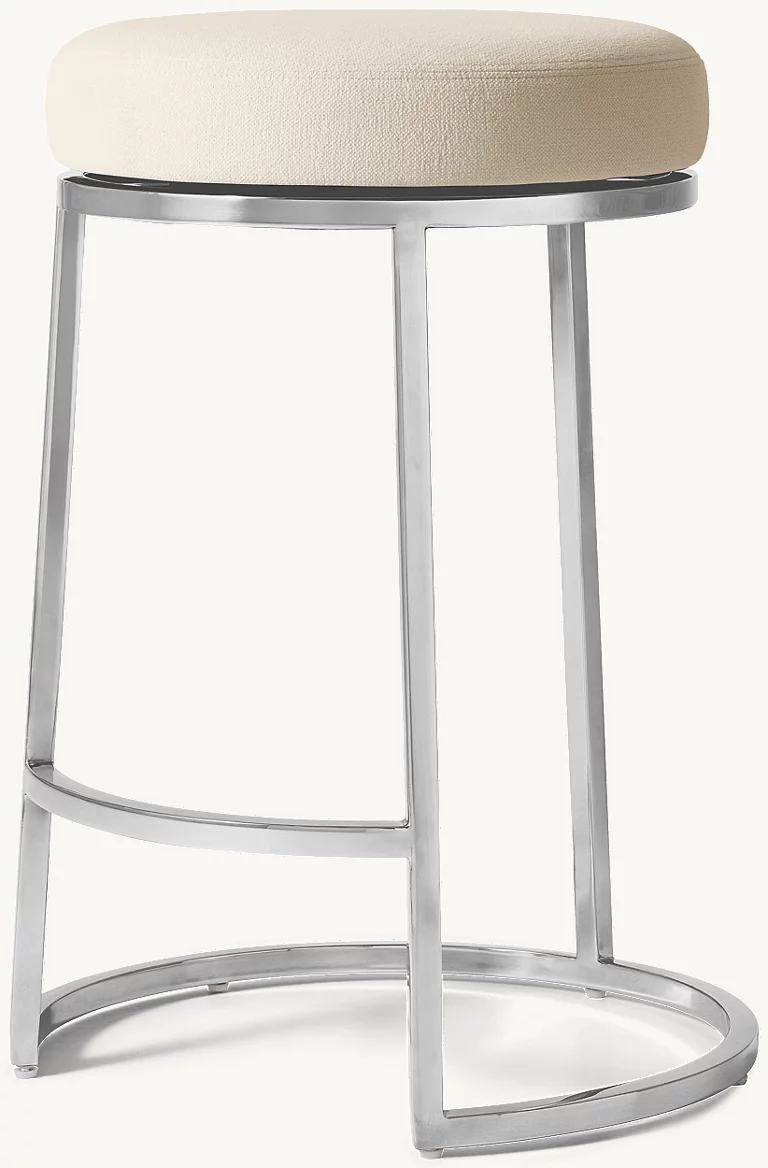 Detail view of Emery Swivel Fabric Bar & Counter Stool showing fabric bar stool design