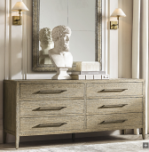 French Contemporary 6-Drawer Dresser Oak for bedroom
