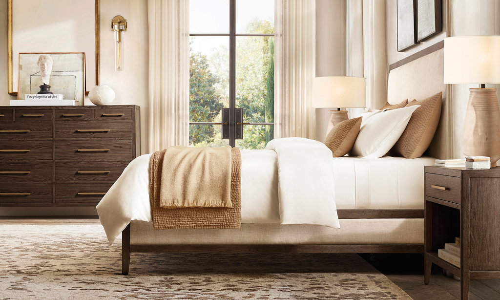 French Contemporary Open Nightstand Oak for bedroom