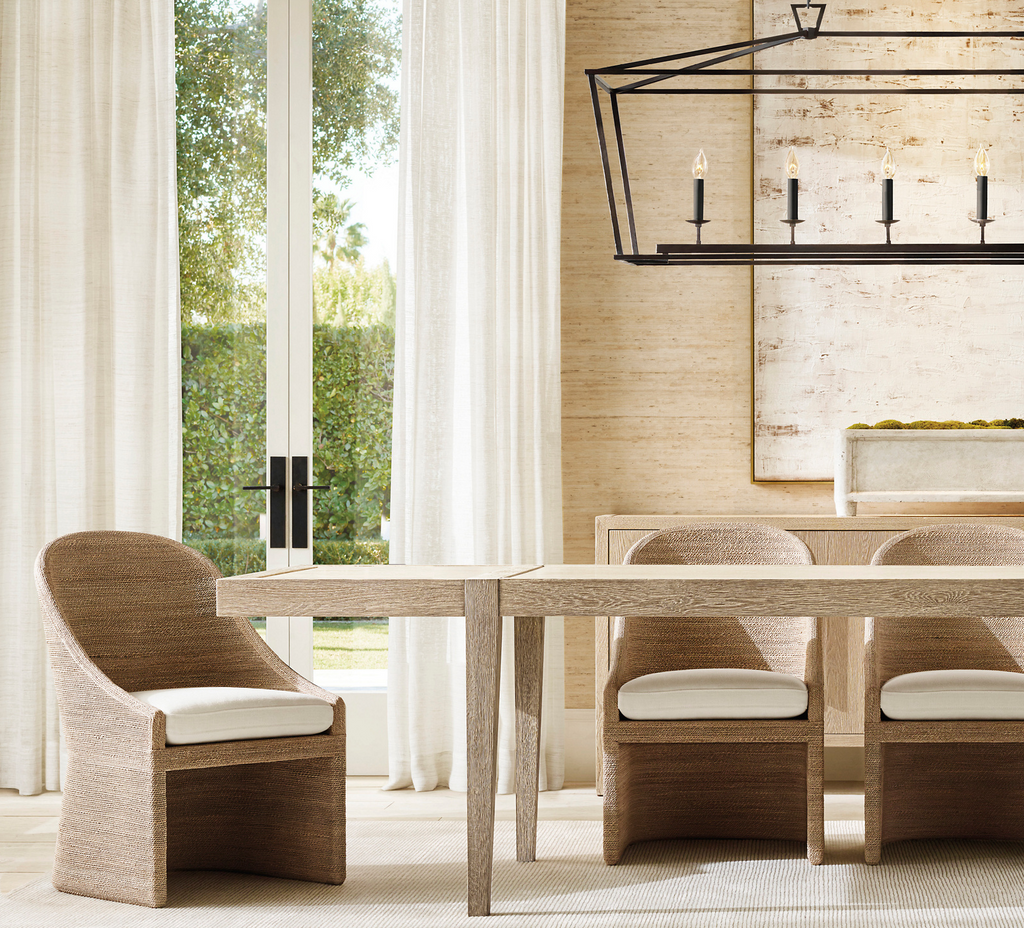 French Contemporary Rectangular Extension Dining Table Oak for dining room
