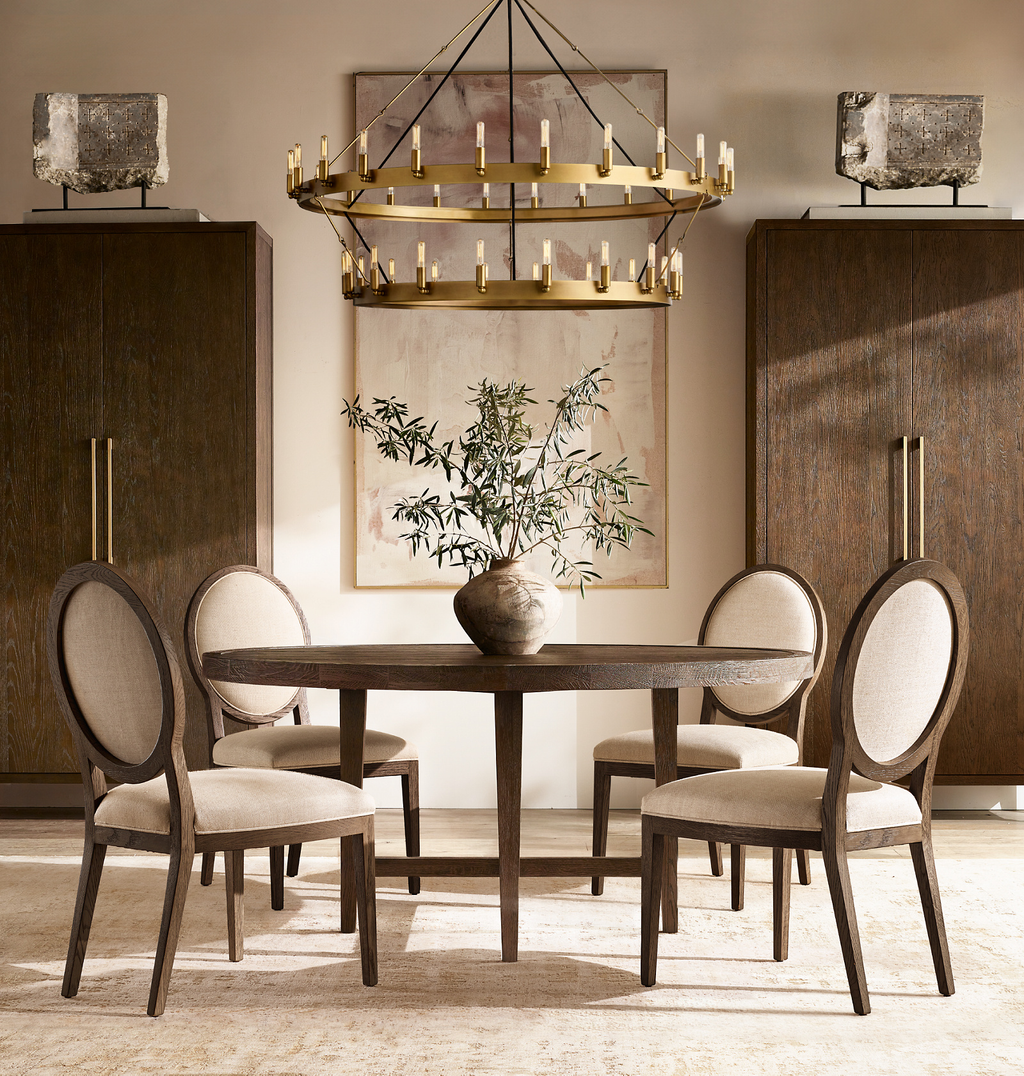 French Contemporary Round Side Chair Oak for home