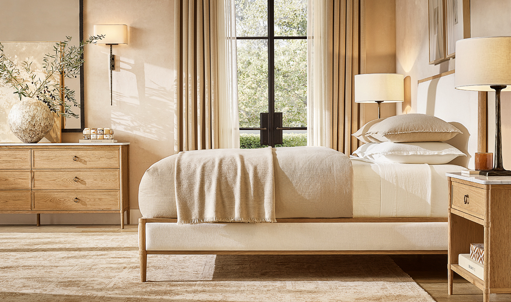 FrançOis Marble 6-Drawer Dresser Oak for bedroom