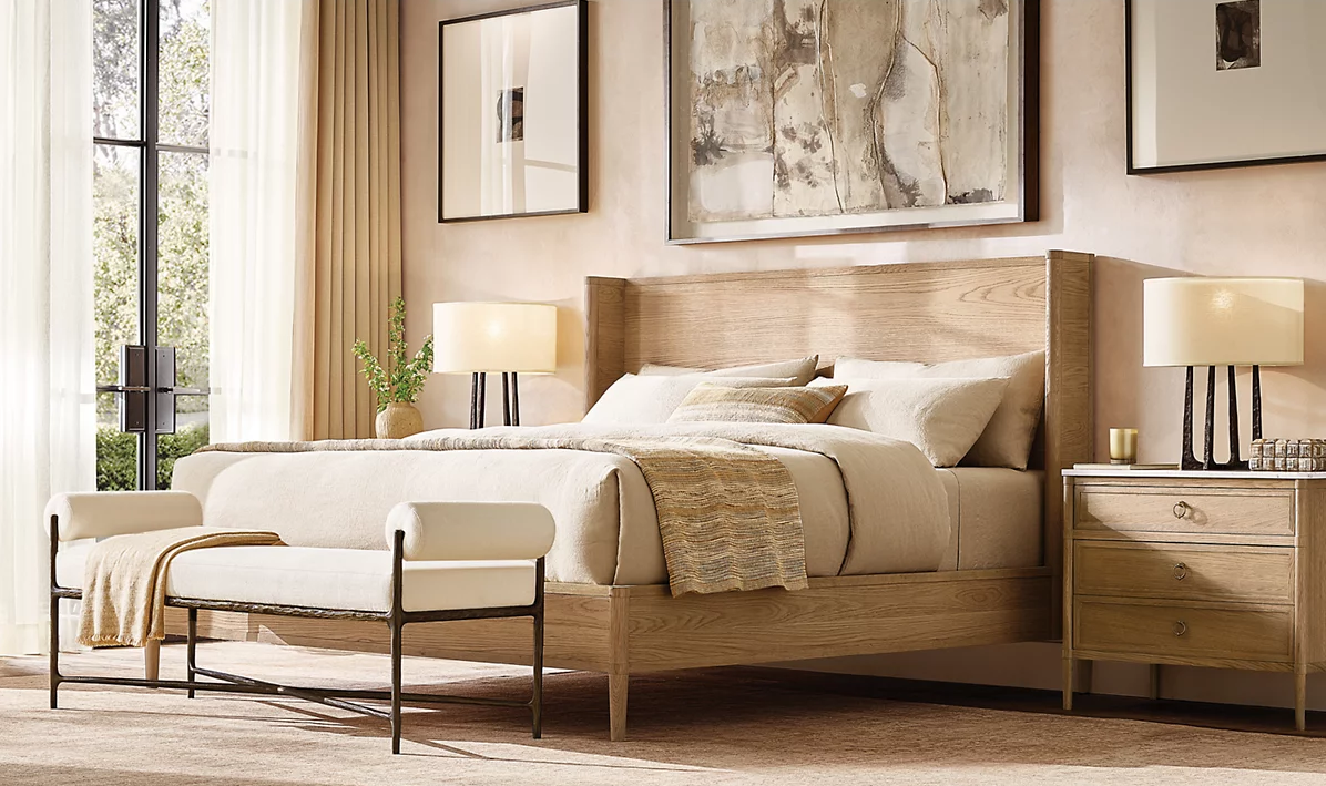 FrançOis Marble Closed Nightstand Oak for bedroom