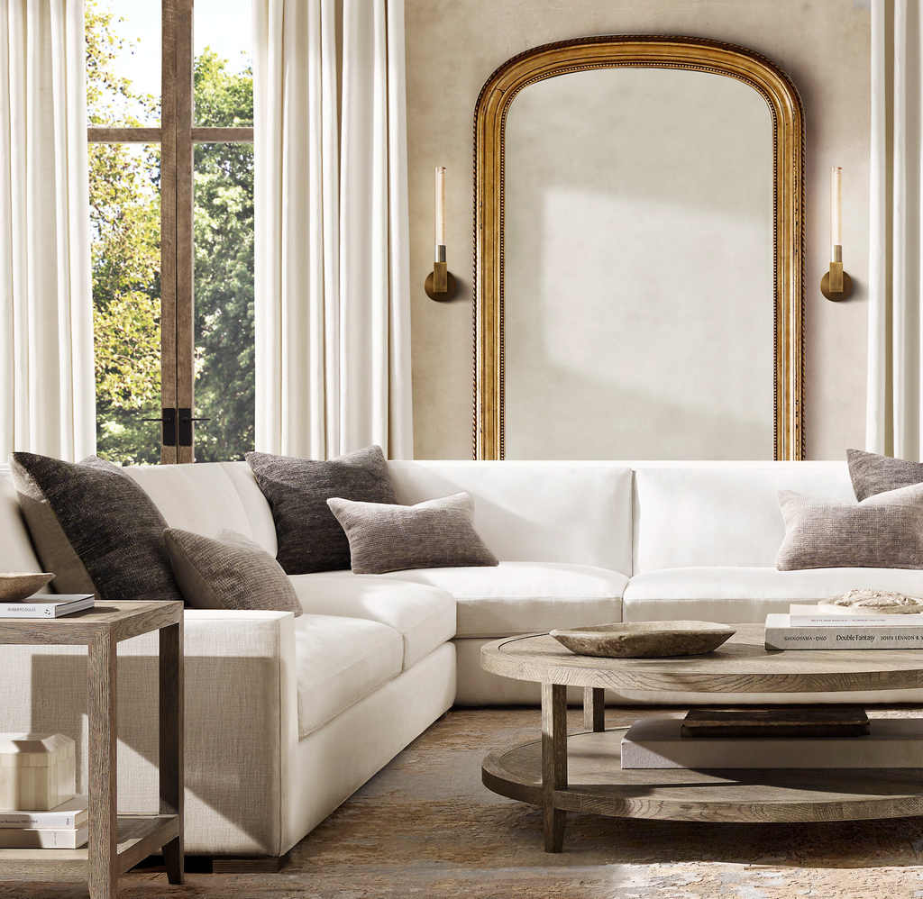 French Contemporary Round Coffee Table Oak for living room