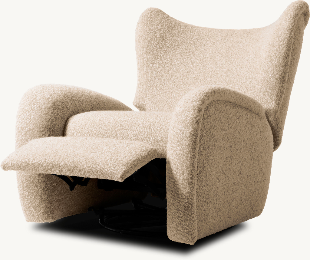 Detail view of Gianna Swivel Recliner showing fabric armchair design