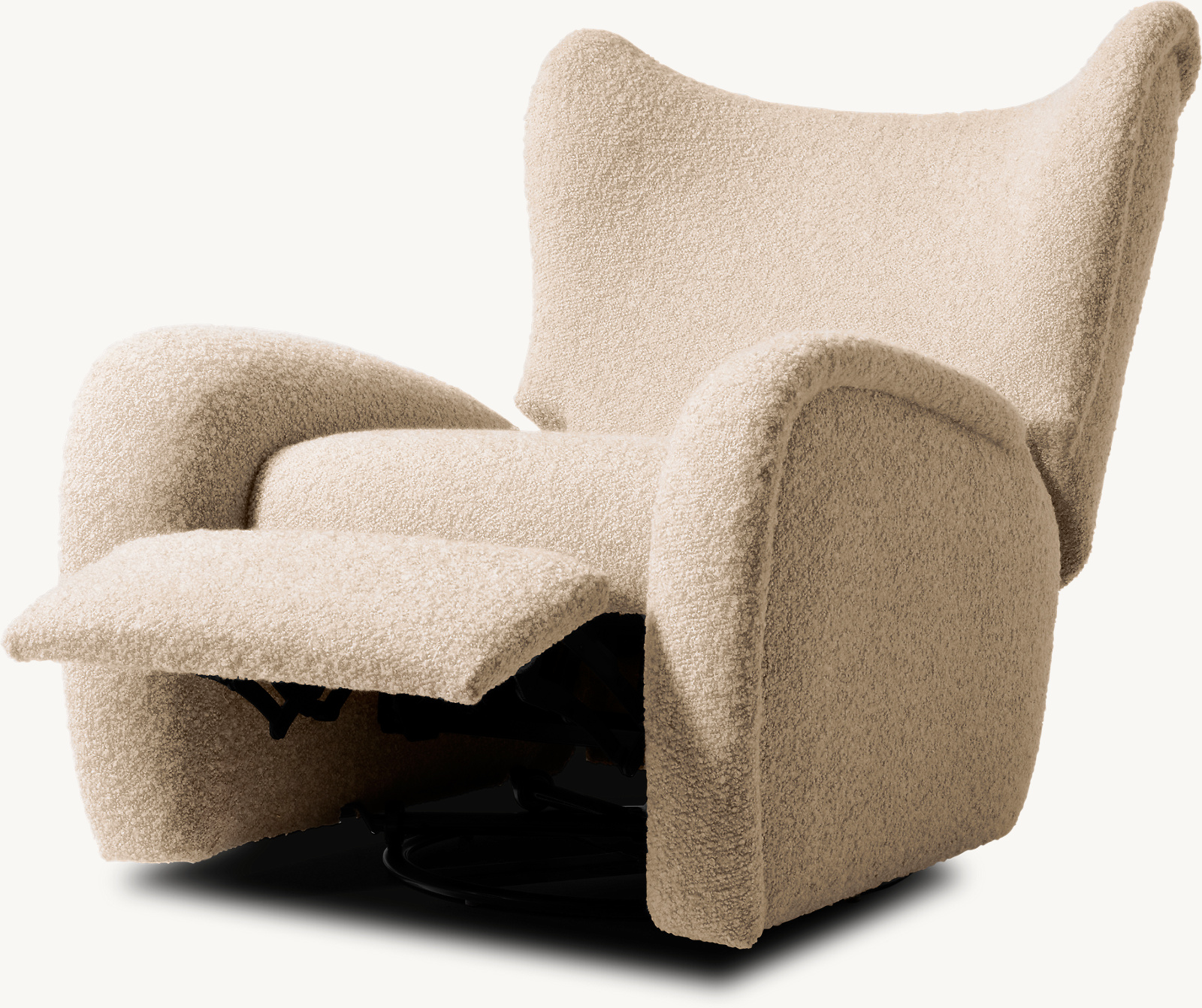 Detail view of Gianna Swivel Recliner showing fabric armchair design