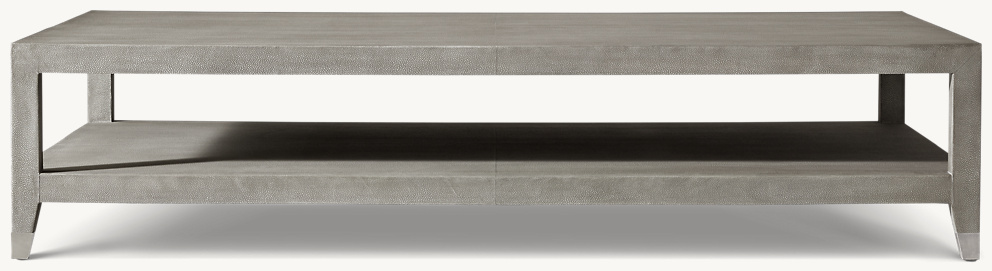 Detail view of Graydon Shagreen Coffee Table showing shagreen coffee table design