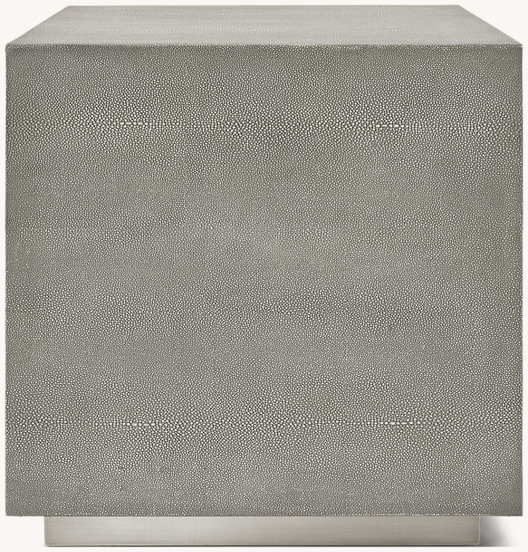 Detail view of Graydon Shagreen Plinth Side Table showing shagreen side table design