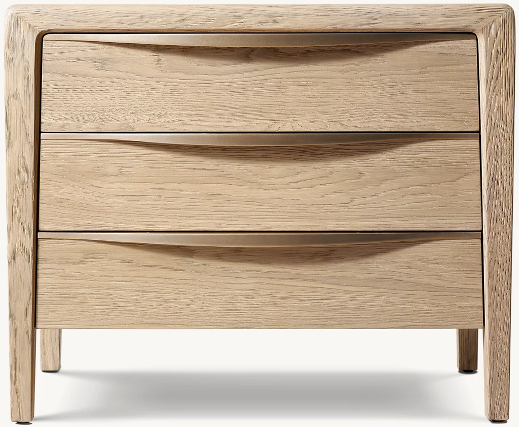 Detail view of Gael Oak Closed Nightstand showing oak nightstand design