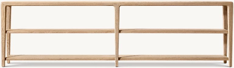 Detail view of Gael Oak Low Console Table showing oak console design