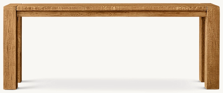 Detail view of Gael Oak Low Console Table showing oak console design