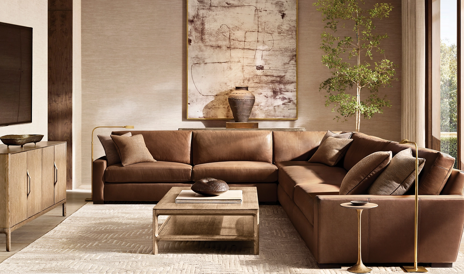Gael Walnut 4-Door Media Console for living room