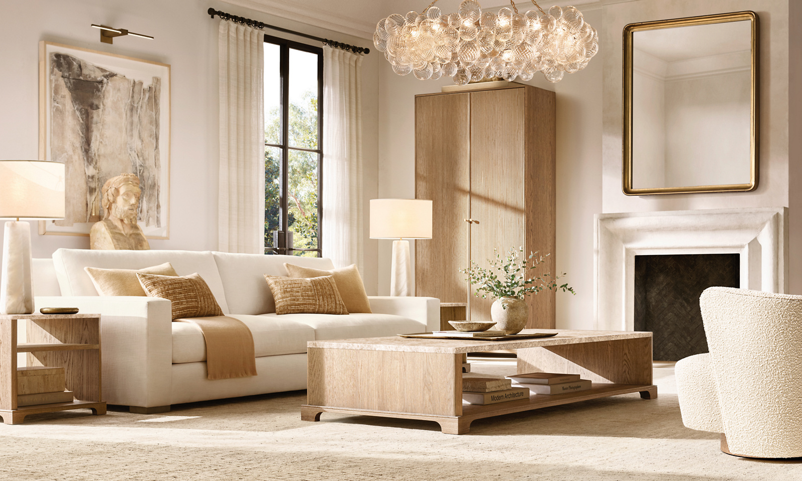 Genevieve Emperador Rectangular Coffee Table Oak for living room
