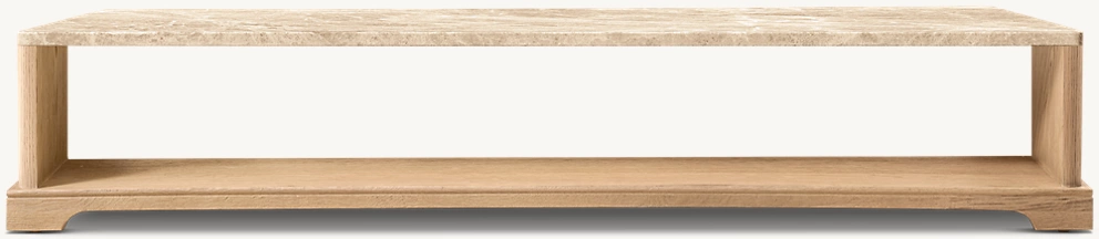 Detail view of Genevieve Emperador Rectangular Coffee Table showing oak coffee table design