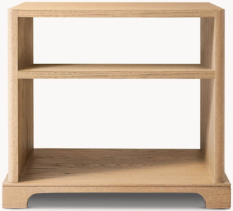 Detail view of Genevieve Square Side Table showing oak side table design