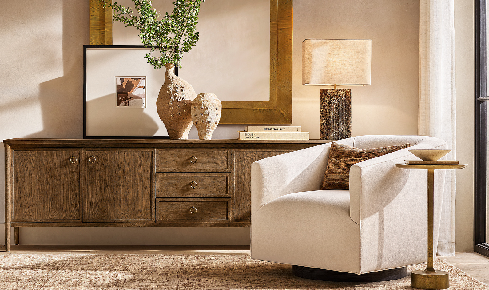 Graydon Shagreen 4-Door Media Console With Drawers for living room