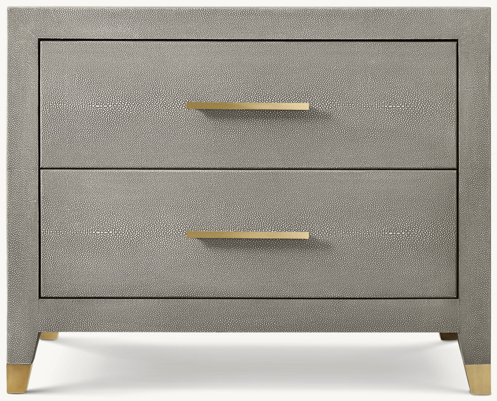Detail view of Graydon Shagreen Closed Nightstand showing shagreen nightstand design