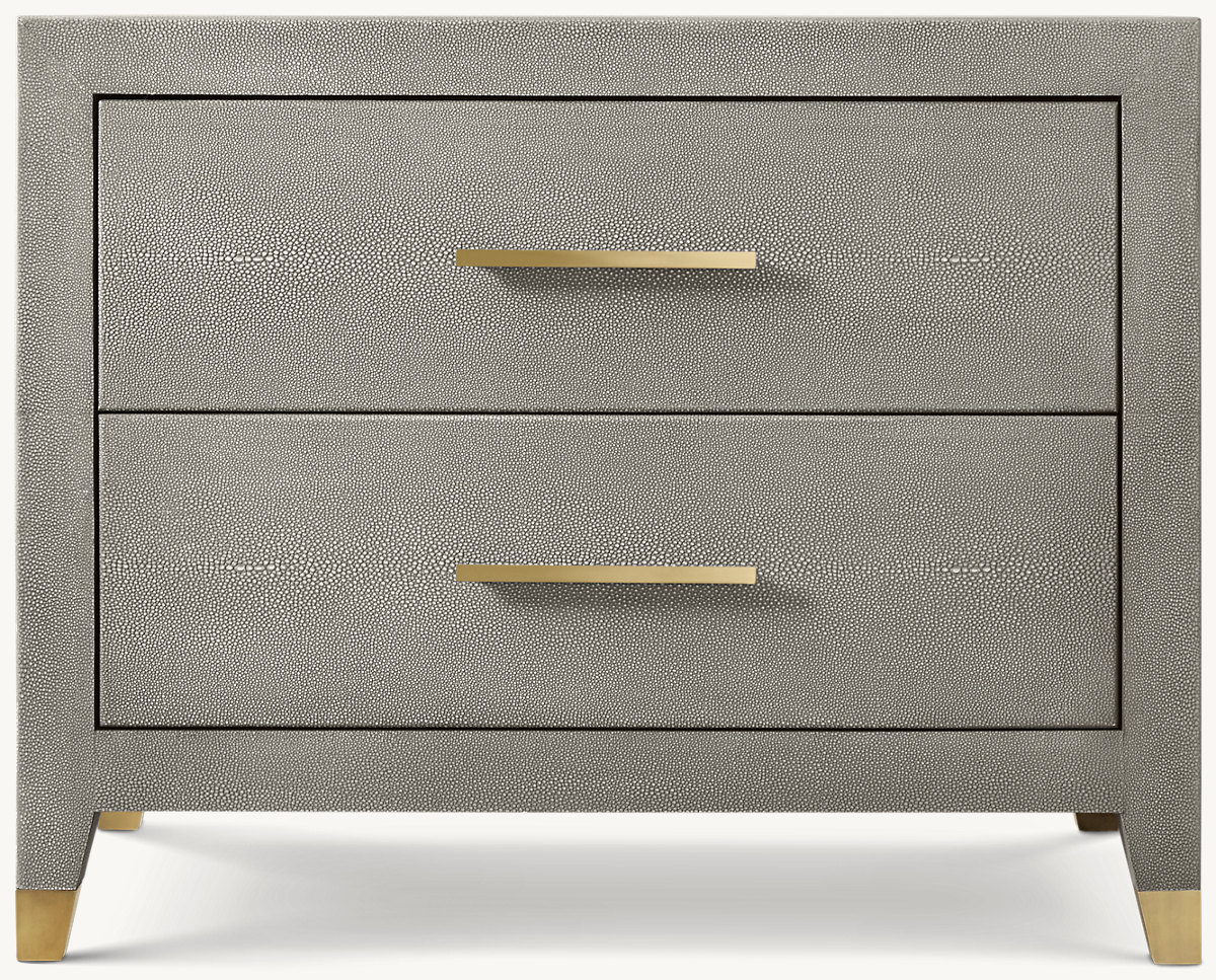 Detail view of Graydon Shagreen Closed Nightstand showing shagreen nightstand design
