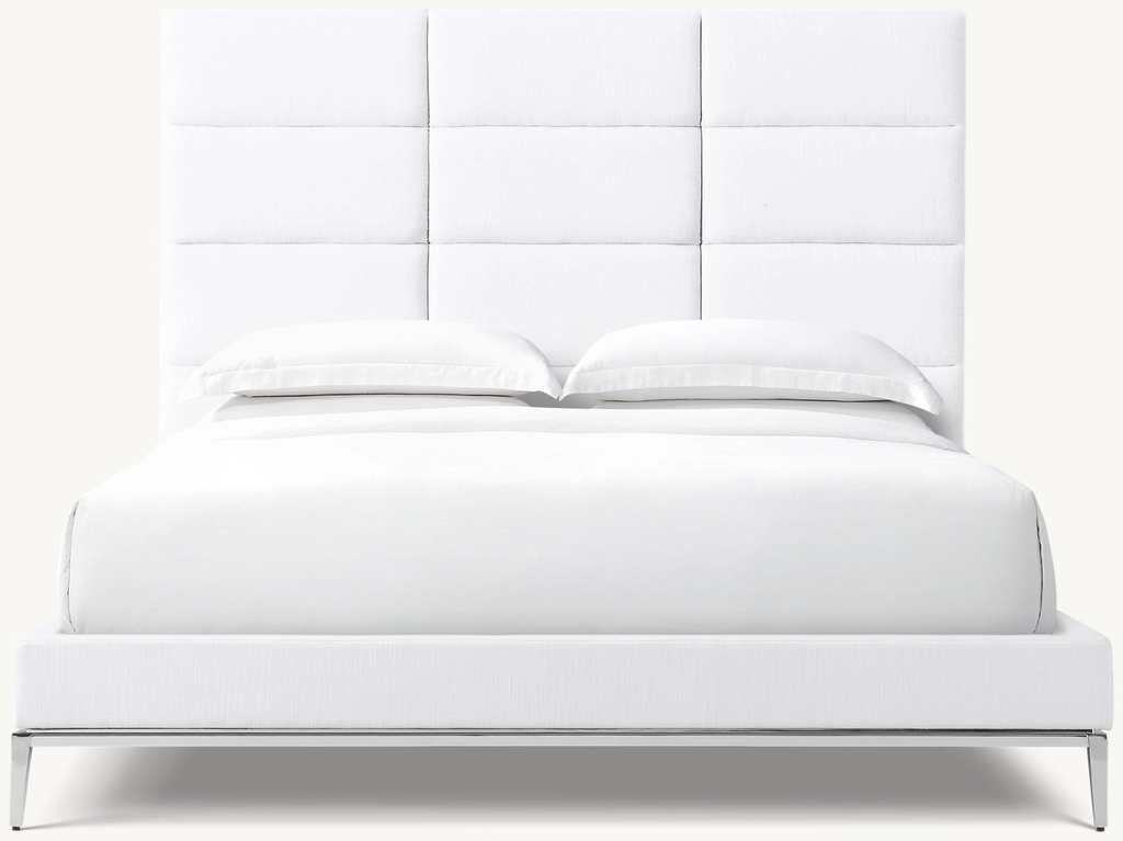 Detail view of Italia Panel Rectangular Channel Platform Bed-Metal Base showing iron bed design