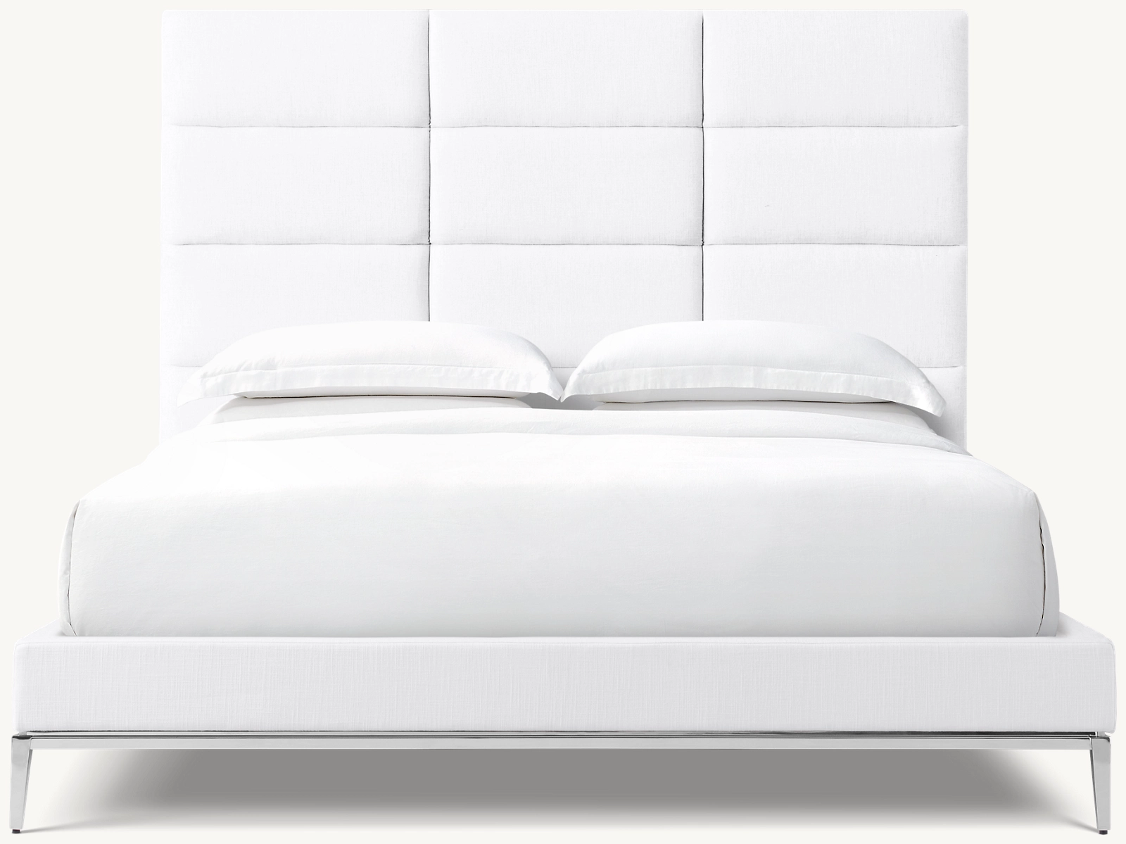 Detail view of Italia Panel Rectangular Channel Platform Bed-Metal Base showing iron bed design