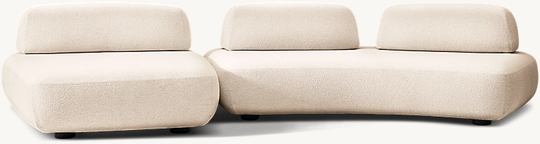 Detail view of Isola Sofa-Chaise Sectional showing fabric sectional design