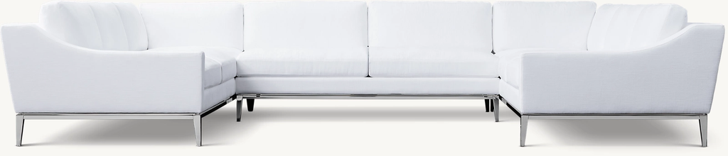Detail view of Italia Slope Arm Customizable Sectional - Metal Base showing fabric sectional design