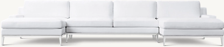 Detail view of Italia Track Arm Customizable Sectional - Metal Base showing fabric sectional design