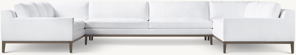 Detail view of Italia Track Arm Customizable Sectional - Oak Base showing oak sectional design
