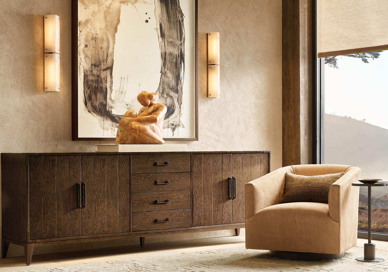 Lemaire Double-Door Sideboard Oak for living room