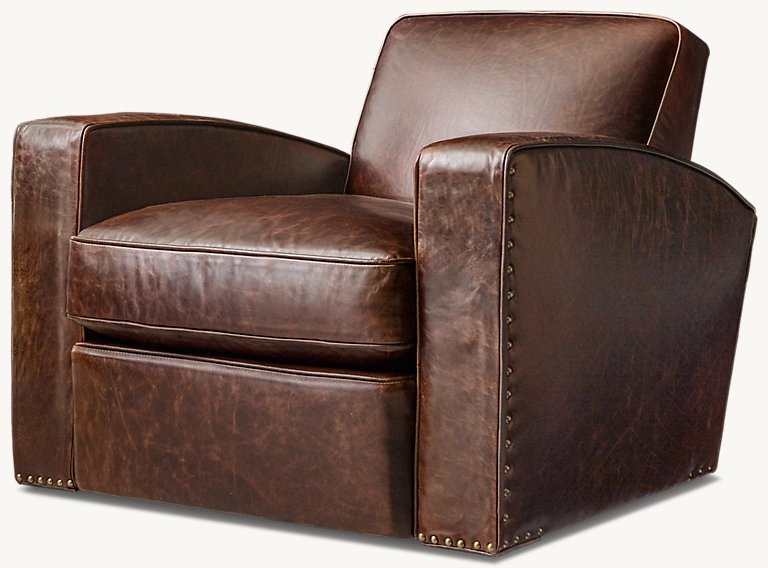 Detail view of Library Leather Chair showing fabric armchair design