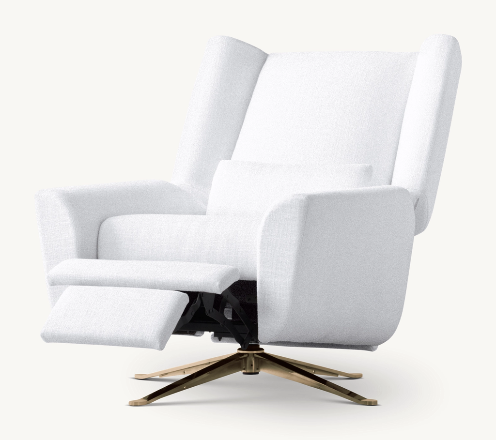 Detail view of Luke Swivel Chair showing fabric furniture design