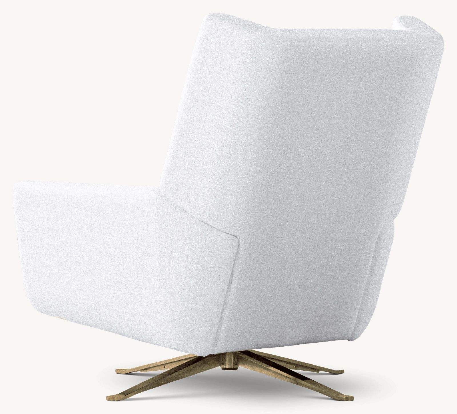 Detail view of Luke Swivel Recliner showing fabric armchair design