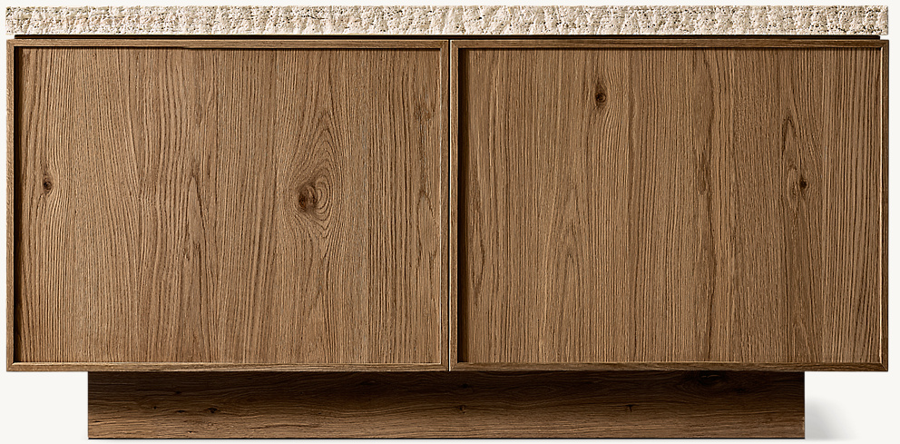 Detail view of Lumi Double-Door Sideboard showing oak sideboard design