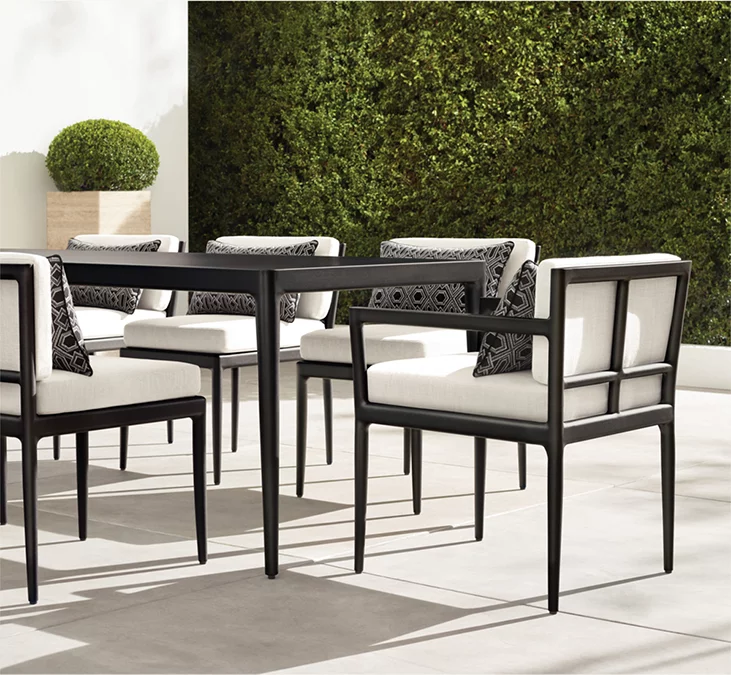 Laurel Aluminum Rectangular Dining Table for outdoor patio