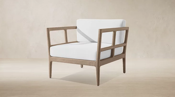 Detail view of Laurel Teak Lounge Chair showing teak lounge chair design