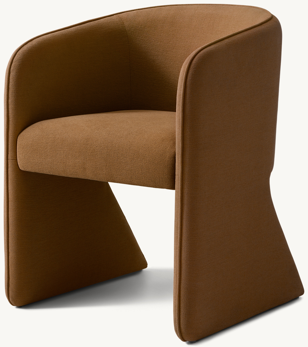 Detail view of Leo Fabric Dining Armchair showing fabric dining armchair design