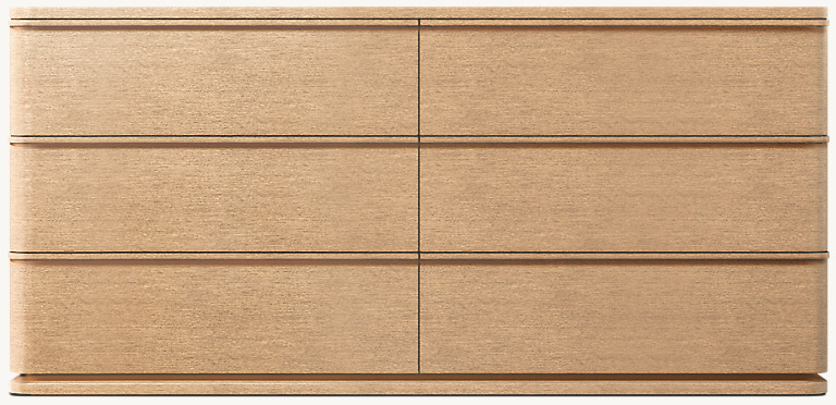 Detail view of Ligné 6-Drawer Dresser showing oak dresser design