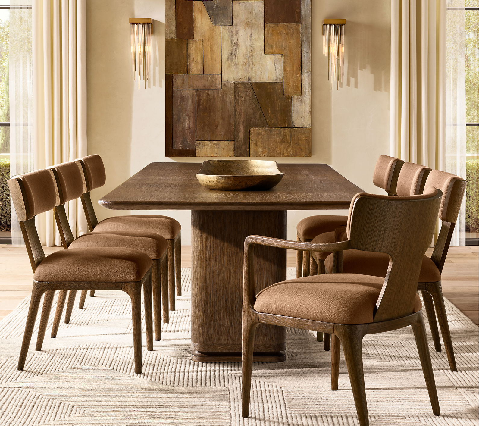 Ligné Fabric Dining Side Chair Oak for dining room