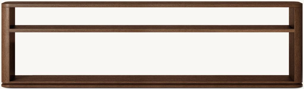 Detail view of Ligné Low Console Table showing oak console design