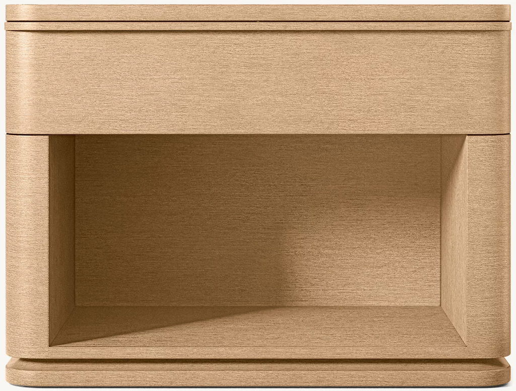 Detail view of Ligné Open Nightstand showing oak nightstand design