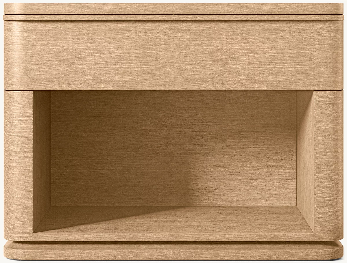 Detail view of Ligné Open Nightstand showing oak nightstand design
