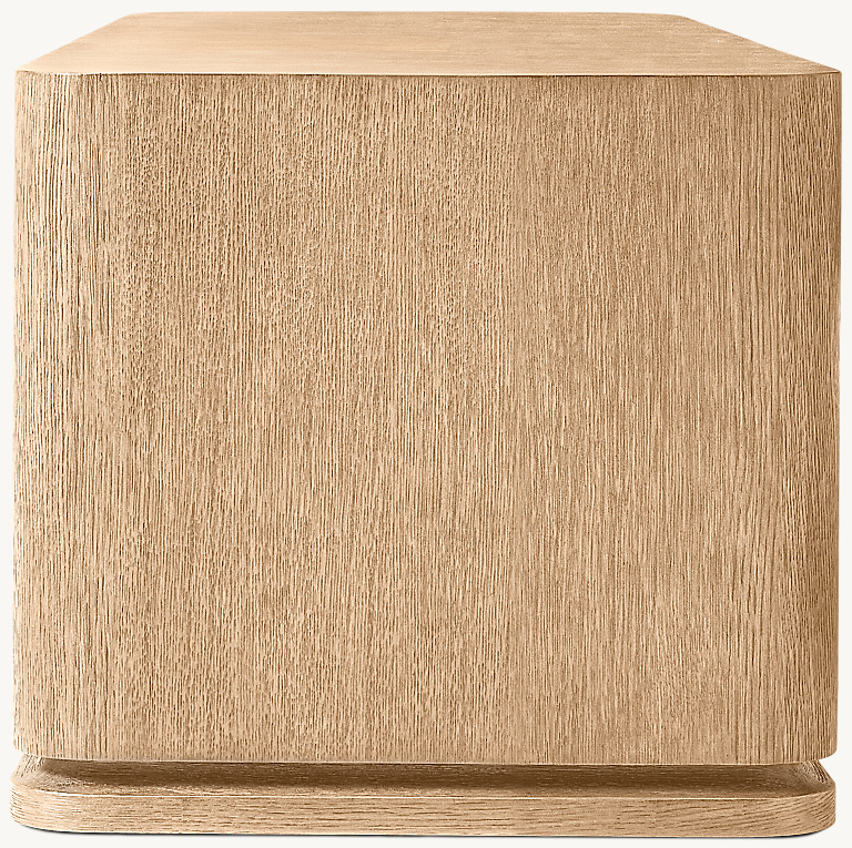 Detail view of Ligné Plinth Square Side Table showing oak side table design